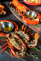 Grilled lobster with butter sauce