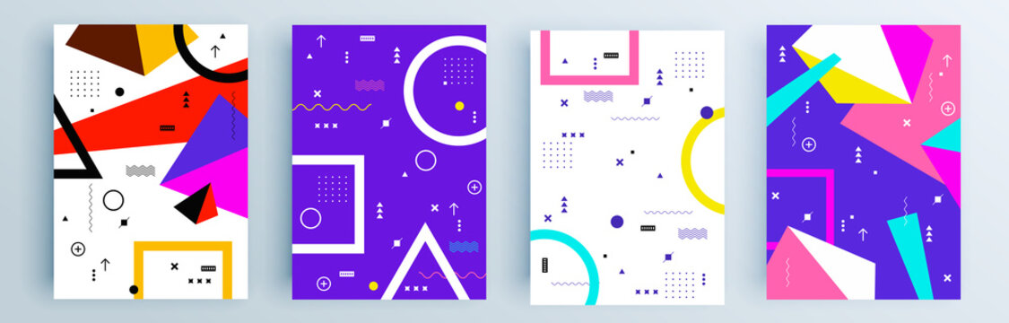 Modern abstract covers set, minimal covers design. Colorful geometric background, vector illustration.