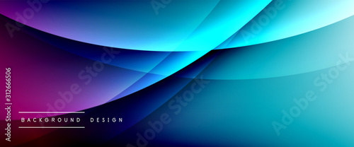 Wave liquid style lines with shadows and light on gradient background. Trendy...