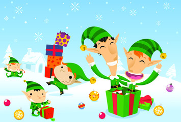 Wall Mural - santas little elves