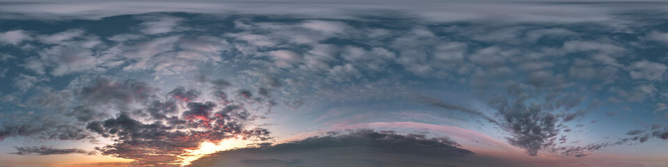 dark blue sky before sunset with beautiful awesome clouds. seamless hdri panorama 360 degrees angle 