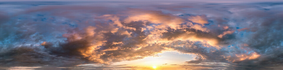 Wall Mural - dark blue sky before sunset with beautiful awesome clouds. seamless hdri panorama 360 degrees angle 