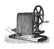 Electricity machine (dynamo electric) - Siemens 1856 / vintage illustration from Brockhaus Konversations-Lexikon 1908