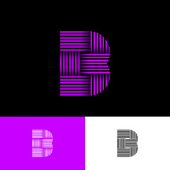 Wall Mural - B monogram. Letters consist of some strips, isolated on a different backgrounds. B monogram. Network, web, logistic icon. 