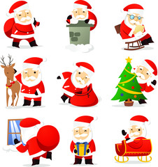 Wall Mural - santa claus cartoon set