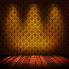 Wall Mural - dark interior room with baroque wallpaper