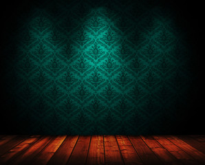 Wall Mural - room with baroque wallpaper background