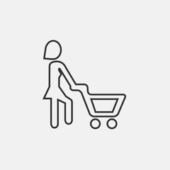 woman with trolley cart icon vector for web and graphic design