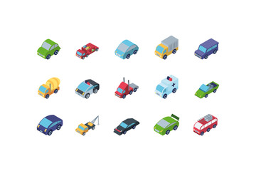 Sticker - Isolated isometric cars icon set vector design