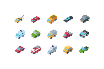 Poster - Isolated isometric cars icon set vector design