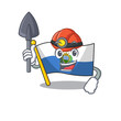 Cool confident Miner flag san marino Scroll cartoon character design