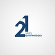 21 Years Anniversary emblem template design with dark blue number style