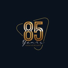 Wall Mural - 85 Years Anniversary badge with gold style Vector Illustration