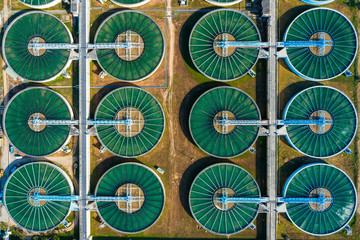 Drinking Water Treatment aerial top view. Microbiology of drinking water production and distribution