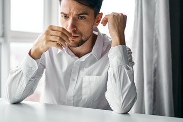 Wall Mural - businessman talking on phone in office