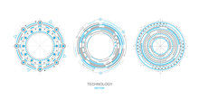 Hud Futuristic .Technical Drawing.Electronic Interface Of The Future . Fantastic Circle .Drawing Details .Vector Illustration .	