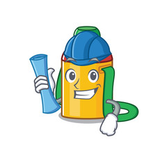 Sticker - Cheerful Architect kids water bottle Scroll with blue prints and blue helmet