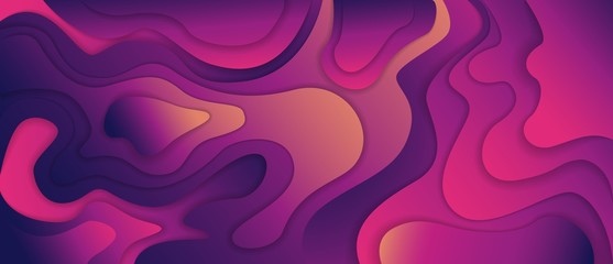 Poster - 3d gradient background dynamic pink colorful liquid wave element minimal design abstract poster. Futuristic colourful fluid vector graphic illustration banner color curve backdrop