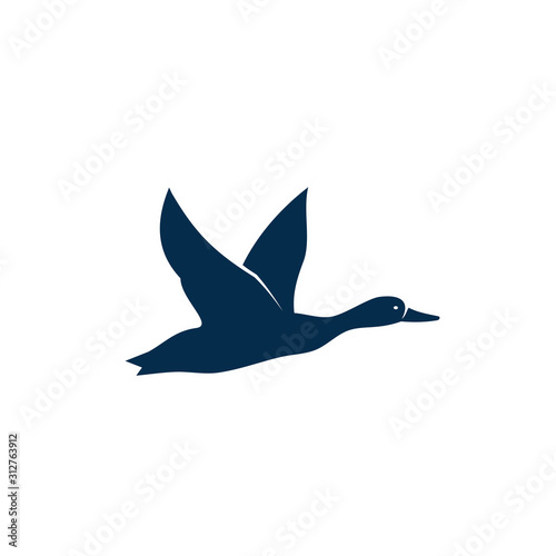 Fotografía Duck or wild goose isolated flying bird silhouette