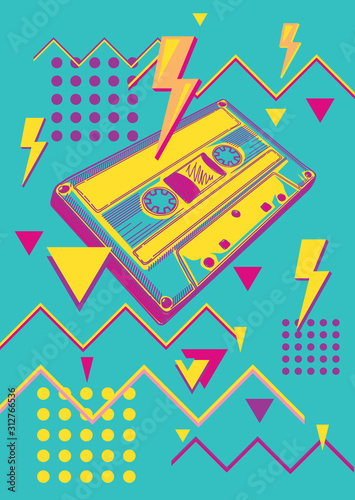 Obrazy gatunki muzyczne  funky-kolorowy-projekt-muzyczny-z-lat-80