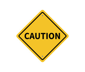 Wall Mural - Caution yellow sign. Vector illustration. on white background