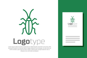 Sticker - Green line Cockroach icon isolated on white background. Logo design template element. Vector Illustration