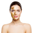 © inarik - Woman Beauty Gold Mask, Happy Girl Golden Facial Skin Cosmetic, Skincare and Treatment