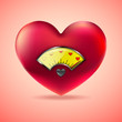 Red heart with fuel gauge, Love heart indicator, Measuring love icon, Vector Illustration 