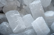 Close-up shot of dry ice cubes