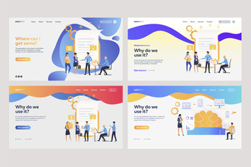 Poster - Set of tiny people near documents. Flat vector illustrations of business analysts working with financial reports. Business concept for banner, website design or landing web page