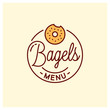 Bagel menu logo. Round linear of bagel bakery