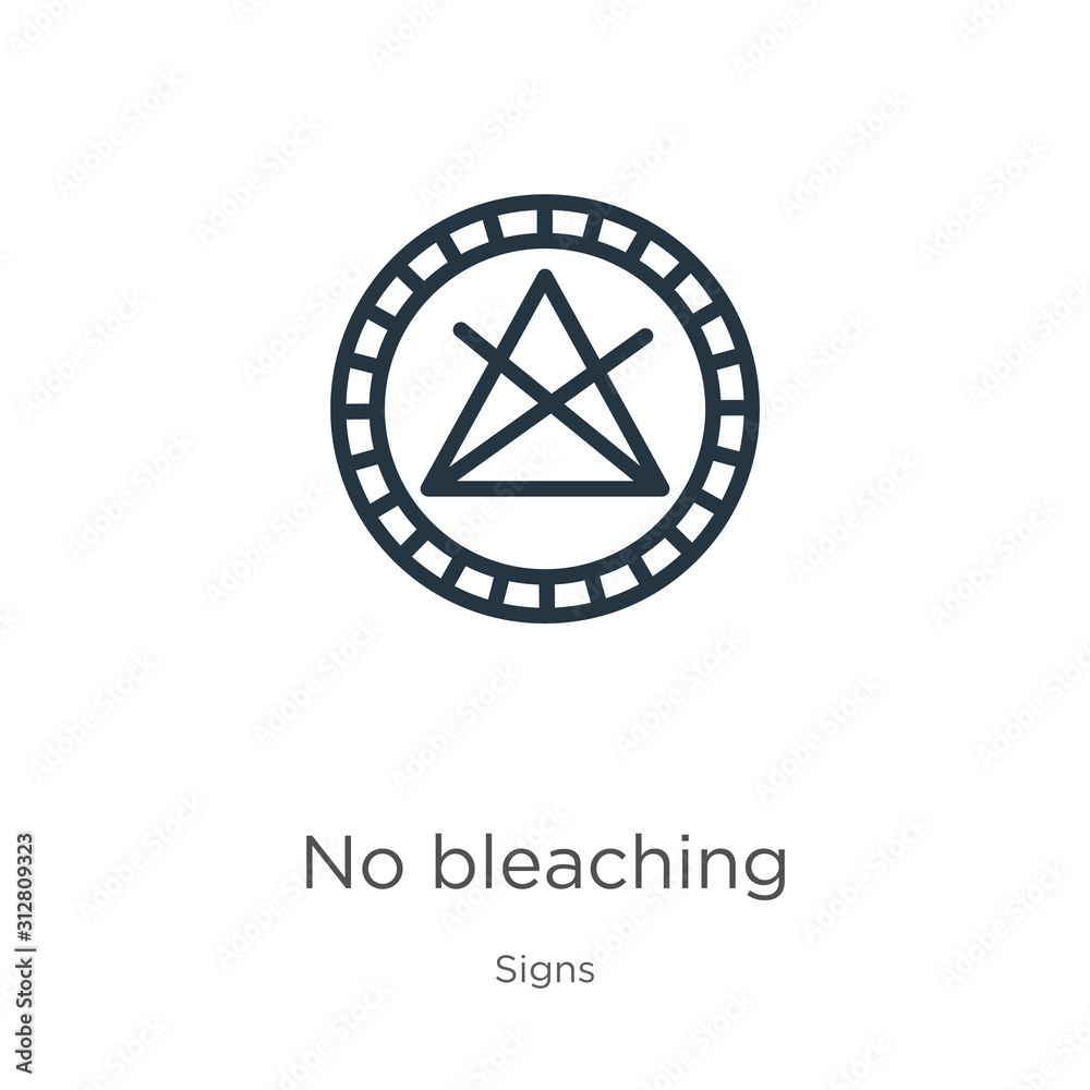 No bleaching icon. Thin linear no bleaching outline icon isolated on ...