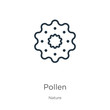 Pollen icon. Thin linear pollen outline icon isolated on white background from nature collection. Line vector sign, symbol for web and mobile