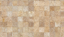 Seamless Wall Background With Yellow Natural Sandstone Tiles Stitched Together With Clay
