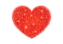 Red Glitter Heart. Cute Valentine's Day Design. Vector Illustration On White Background.
