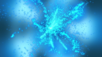 Poster - Firework of blue lights and sparkling particles. Computer generated 3D rendering web background
