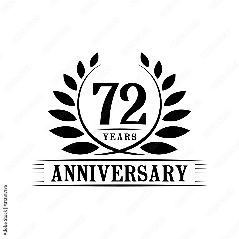 72 years logo design template. Seventy second anniversary vector and ...