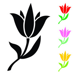 Wall Mural - Vector illustrations of decorative tulips flowers icon set