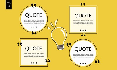 Vector illustration of typography design. Remark quote text box poster template concept. blank empty frame citation. Quotation paragraph symbol icon. double bracket comma mark. bubble dialogue banner.