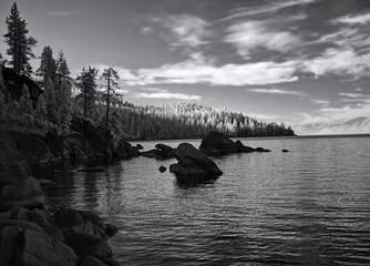 Poster - Infrared monochrome landscape of Lake Tahoe California.