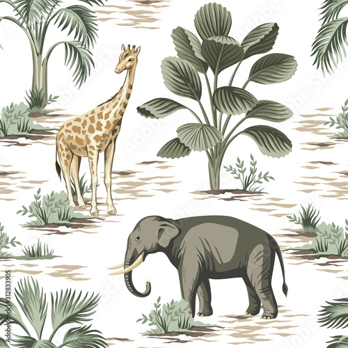 Tropical vintage elephant, ...