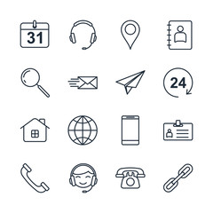 Poster - set contact us icon template color editable. contact us pack symbol vector sign isolated on white background icons vector illustration for graphic and web design.