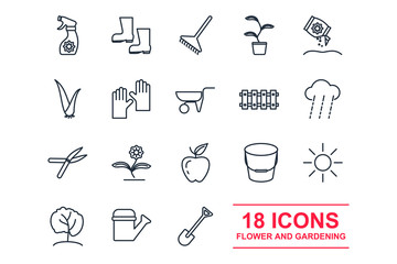 Leinwandbilder - set landscaping nature icon template color editable. Flower and Gardening pack symbol vector sign isolated on white background icons vector illustration for graphic and web design.