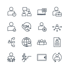 Poster - Set business people and corporate management icon template color editable. Head Hunting pack symbol vector sign isolated on white background icons vector illustration for graphic and web design.