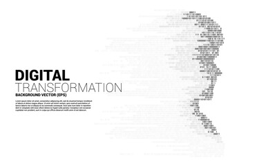 Poster - Vector silhouette of man head from pixel transformation . Concept background human future and technology