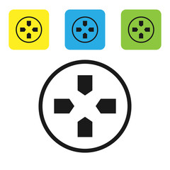 Black Gamepad icon isolated on white background. Game controller. Set icons colorful square buttons. Vector Illustration