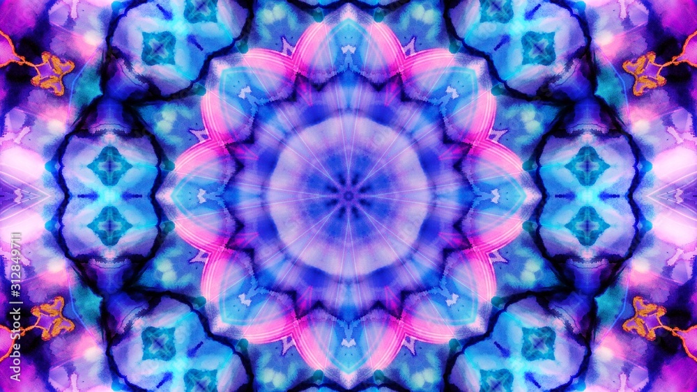 Kaleidoscope Mandala Art Design Abstract Background - obrazy, fototapety, plakaty 