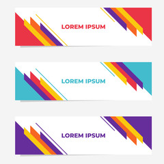 Wall Mural - Set of three geometric banner with modern style , website banner template design. Landing page design , promotion banner , advertising. Easy to use and customize.  Vector Illustration EPS 10