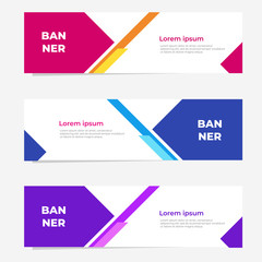 Wall Mural - Set of three geometric banner with modern style , website banner template design. Landing page design , promotion banner , advertising. Easy to use and customize.  Vector Illustration EPS 10