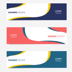 Wall Mural - Set of three geometric banner with modern style , website banner template design. Landing page design , promotion banner , advertising. Easy to use and customize.  Vector Illustration EPS 10